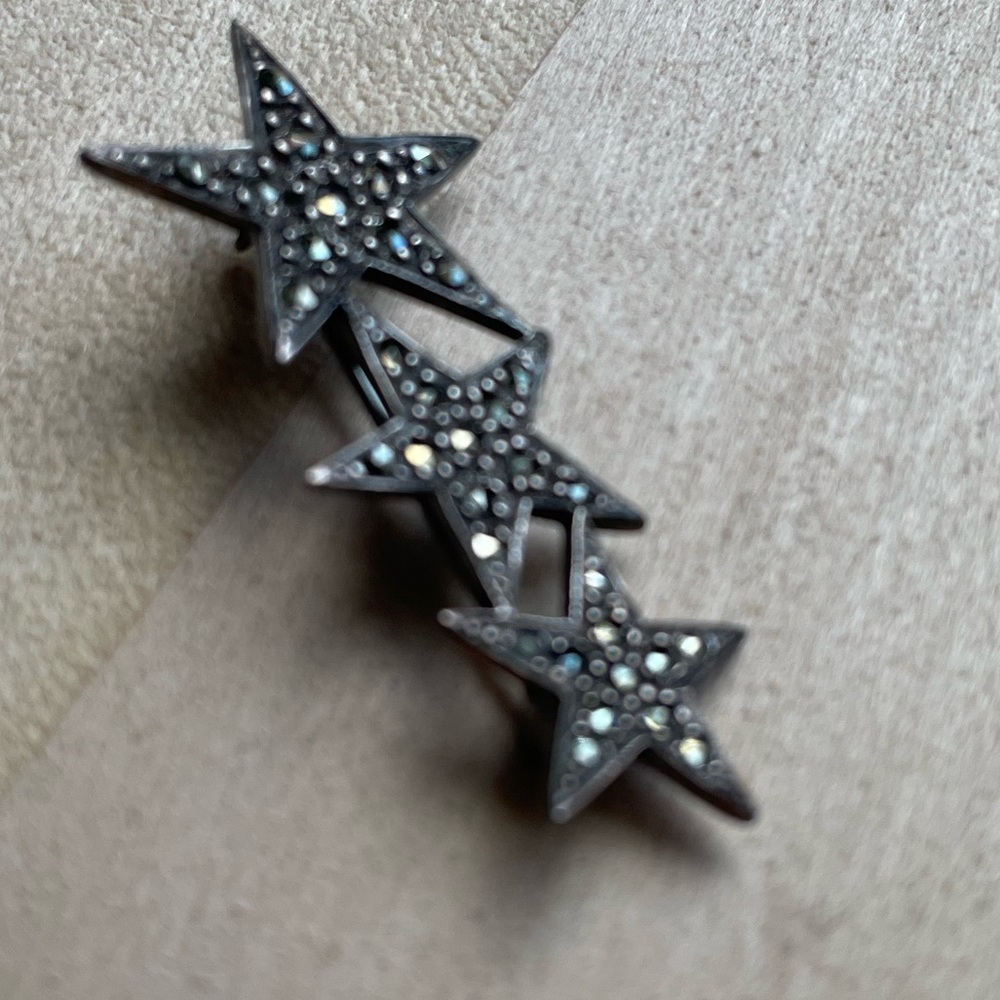 Sterling marcasite star bar pin - Picture 8 of 8